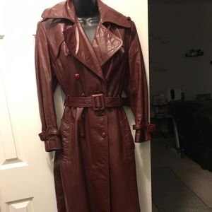 Etienne Aigner Vintage Red Leather Trenchcoat